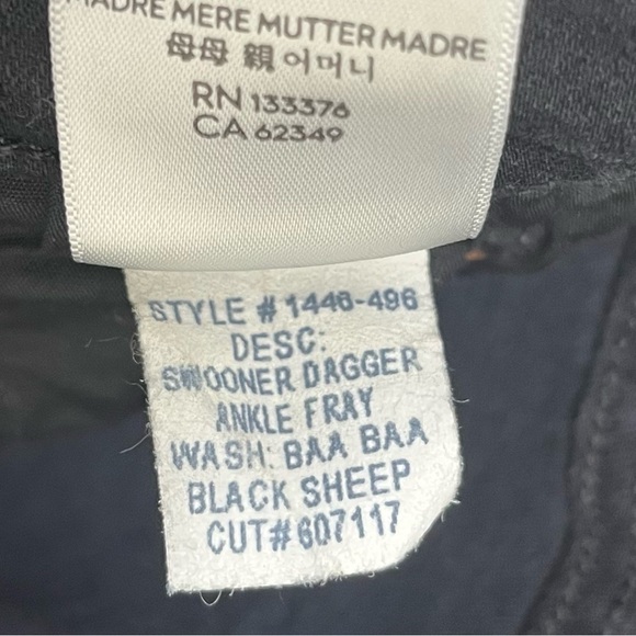 Mother The Swooner Dagger Ankle Fray Jeans in Baa Baa Black Sheep Size 26 - Picture 13 of 16